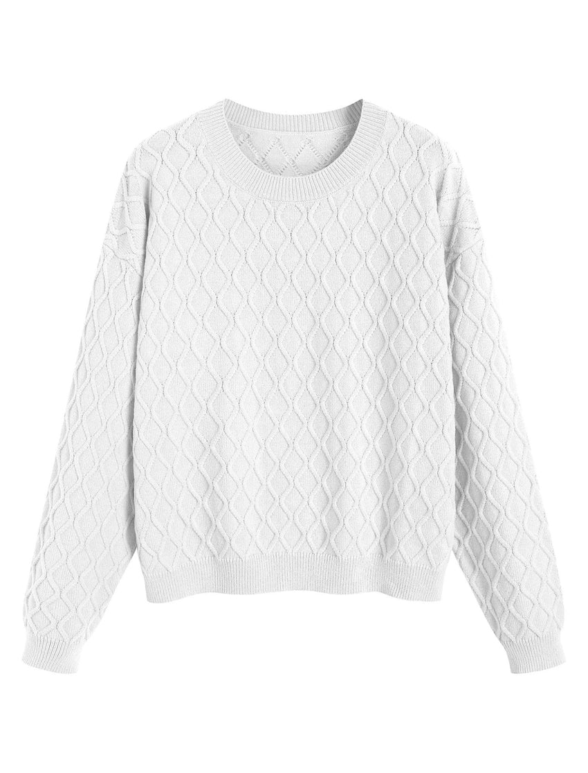 ZAFUL Women's Cable Knit Sweaters Trendy Fall Crewneck Long Sleeve Casual Loose Jumper Pullover Oversized Sweater Tops 2025 - 7DAY'S