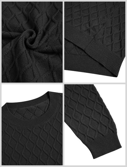 ZAFUL Women's Cable Knit Sweaters Trendy Fall Crewneck Long Sleeve Casual Loose Jumper Pullover Oversized Sweater Tops 2025 - 7DAY'S