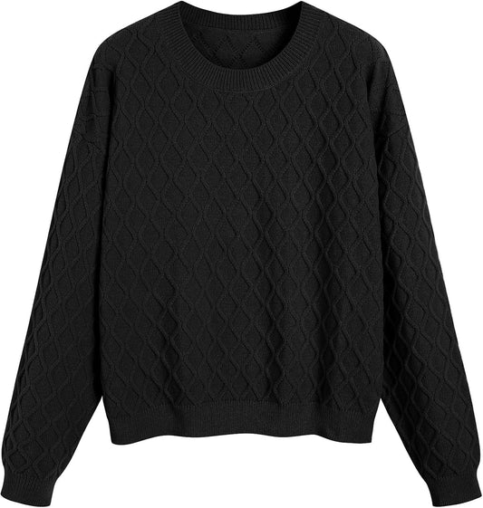 ZAFUL Women's Cable Knit Sweaters Trendy Fall Crewneck Long Sleeve Casual Loose Jumper Pullover Oversized Sweater Tops 2025 - 7DAY'S