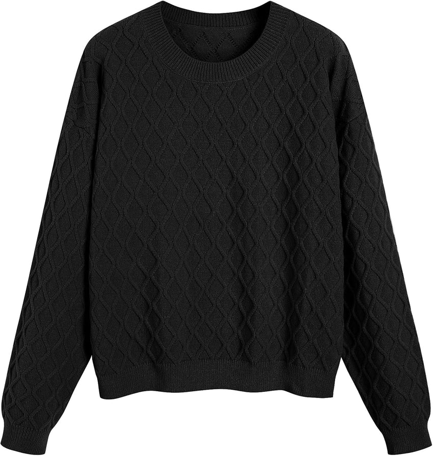 ZAFUL Women's Cable Knit Sweaters Trendy Fall Crewneck Long Sleeve Casual Loose Jumper Pullover Oversized Sweater Tops 2025 - 7DAY'S