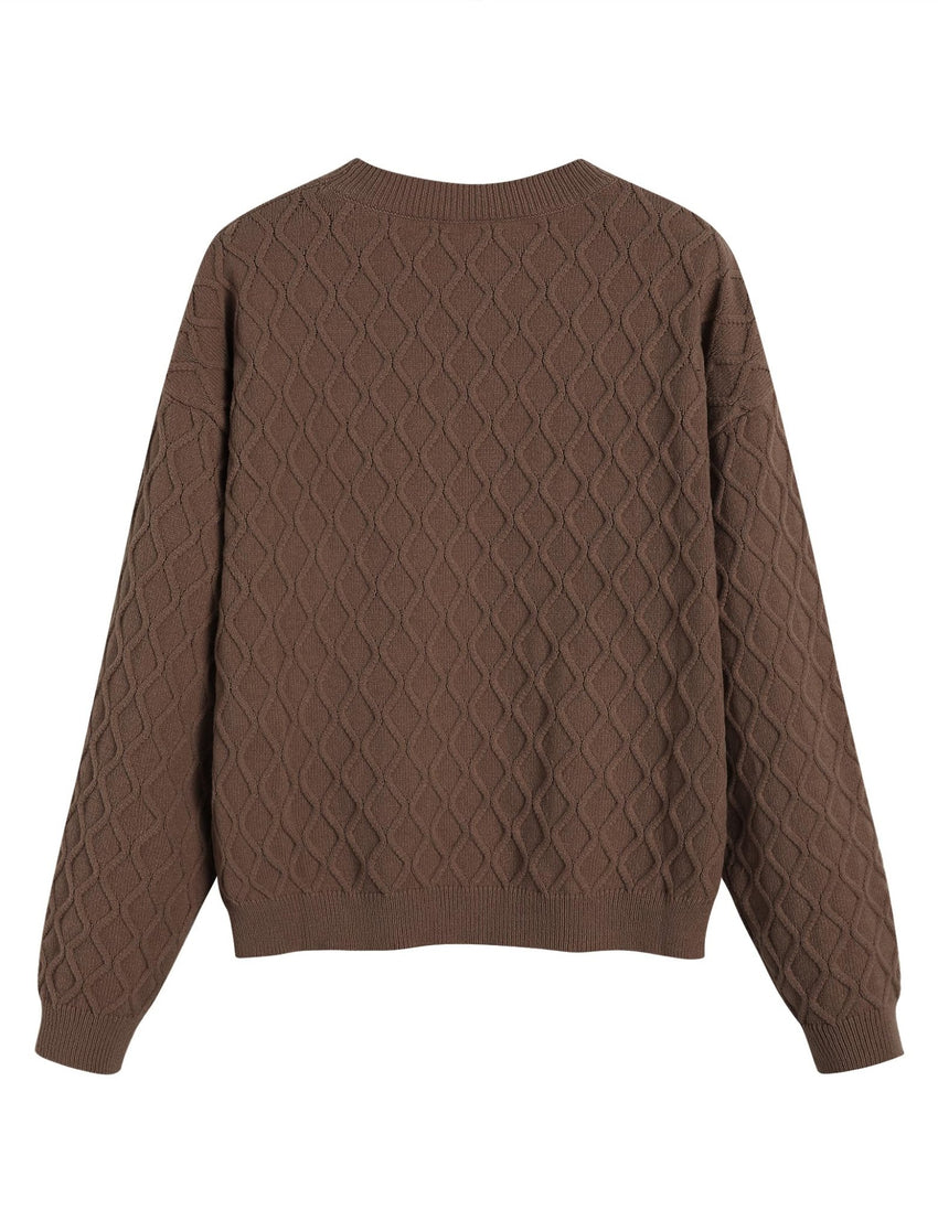 ZAFUL Women's Cable Knit Sweaters Trendy Fall Crewneck Long Sleeve Casual Loose Jumper Pullover Oversized Sweater Tops 2025 - 7DAY'S