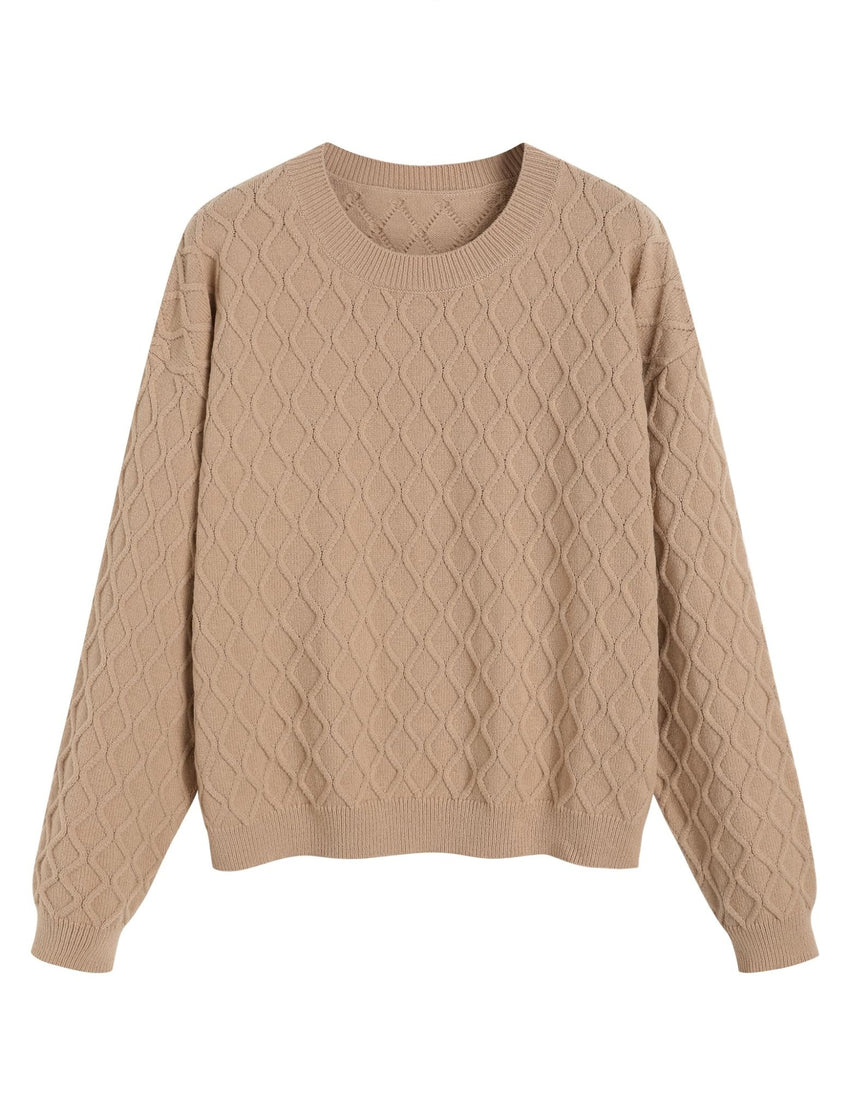 ZAFUL Women's Cable Knit Sweaters Trendy Fall Crewneck Long Sleeve Casual Loose Jumper Pullover Oversized Sweater Tops 2025 - 7DAY'S