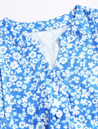 ZAFUL Women's Casual Dresses Floral Short Sleeves Mini Sundresses Blue Bohemian Beach Resort Wear Aline Flowy Dress with Pockets S - 7DAY'S