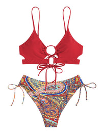 ZAFUL Women's Cheeky Bikini Set 2 Piece Sexy String High Cut Swimsuits Lace Up Tie Side Bathing Suits 2025 - 7DAY'S