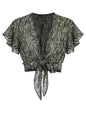 ZAFUL Women's Chiffon Cropped Bolero Sheer Shrugs for Dress Short Sleeve Tie Front Cardigan - 7DAY'S