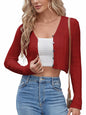 ZAFUL Women's Cropped Bolero Long Sleeve Knit Cardigan V Neck Button Down Shurg for Dress - 7DAY'S