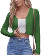 ZAFUL Women's Cropped Bolero Long Sleeve Knit Cardigan V Neck Button Down Shurg for Dress - 7DAY'S