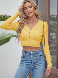 ZAFUL Women's Cropped Bolero Long Sleeve Knit Cardigan V Neck Button Down Shurg for Dress - 7DAY'S