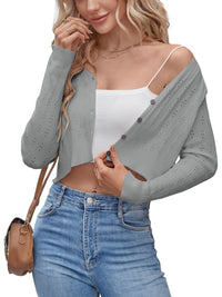 ZAFUL Women's Cropped Bolero Long Sleeve Knit Cardigan V Neck Button Down Shurg for Dress - 7DAY'S