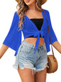 ZAFUL Women's Cropped Bolero Sheer Shrugs for Dress Short Sleeve Tie Front Cardigan - 7DAY'S