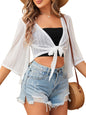 ZAFUL Women's Cropped Bolero Sheer Shrugs for Dress Short Sleeve Tie Front Cardigan - 7DAY'S