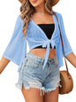 ZAFUL Women's Cropped Bolero Sheer Shrugs for Dress Short Sleeve Tie Front Cardigan - 7DAY'S