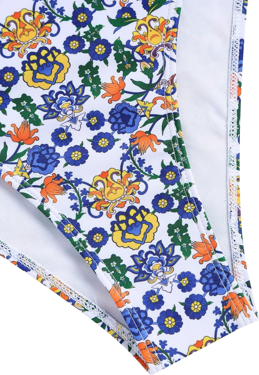 ZAFUL Womens High Waisted Bikini Sets Halter Floral Shell Stitch 2 Piece Swimsuits V Neck Tummy Control Bathing Suits - 7DAY'S