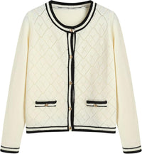 ZAFUL Women's Knit Cardigan Sweaters Fall Open Front Long Sleeve Crochet Knited Button Lightweight Cardigans Outerwear Coats - 7DAY'S