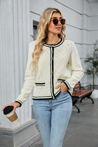 ZAFUL Women's Knit Cardigan Sweaters Fall Open Front Long Sleeve Crochet Knited Button Lightweight Cardigans Outerwear Coats - 7DAY'S