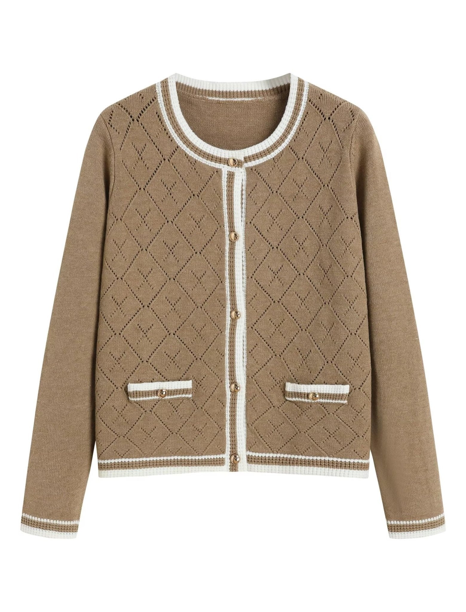 ZAFUL Women's Knit Cardigan Sweaters Fall Open Front Long Sleeve Crochet Knited Button Lightweight Cardigans Outerwear Coats - 7DAY'S