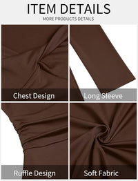 ZAFUL Womens Long Sleeve Square Neck Ruffle Mini Dress Bodycon Ruched Waist Corset Short Cocktail Party Dresses - 7DAY'S