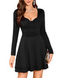 ZAFUL Womens Long Sleeve Square Neck Ruffle Mini Dress Bodycon Ruched Waist Corset Short Cocktail Party Dresses - 7DAY'S