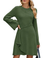 ZAFUL Womens Long Sleeve Sweater Dresses Fall Casual Crew Neck A Line Ribbed Knit Button Mini Pullover Dress Trendy 2025 - 7DAY'S
