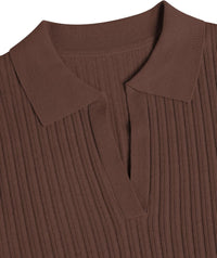 ZAFUL Womens Long Sleeve V Neck Sweaters Collared Ribbed Knit Tops Pullover Polo Sweater Shirts 2025 Fall Trendy Outfits - 7DAY'S