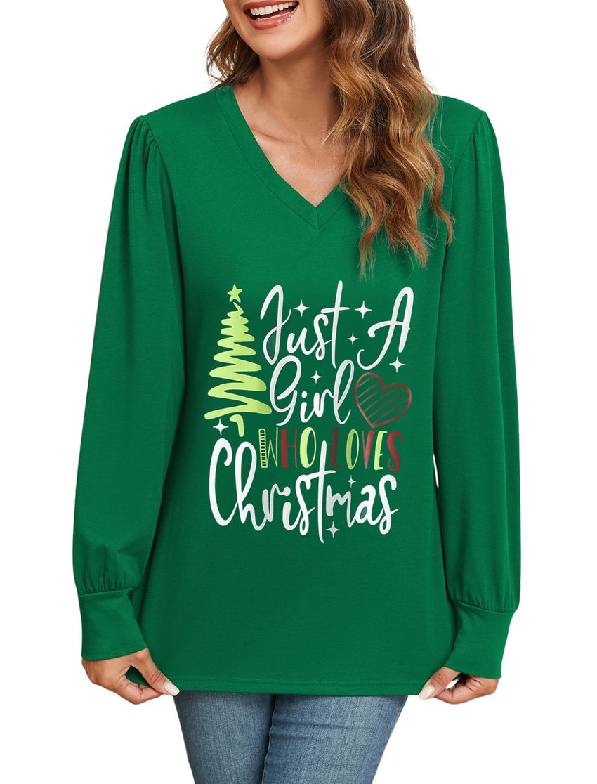 ZAFUL Women's Long Sleeve V - Neck Tunic Tops Halloween Cute Graphic Loose Casual Basic Blouse - 7DAY'S