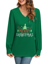 ZAFUL Women's Long Sleeve V - Neck Tunic Tops Halloween Cute Graphic Loose Casual Basic Blouse - 7DAY'S