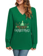 ZAFUL Women's Long Sleeve V - Neck Tunic Tops Halloween Cute Graphic Loose Casual Basic Blouse - 7DAY'S