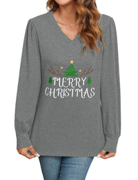 ZAFUL Women's Long Sleeve V - Neck Tunic Tops Halloween Cute Graphic Loose Casual Basic Blouse - 7DAY'S