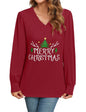 ZAFUL Women's Long Sleeve V - Neck Tunic Tops Halloween Cute Graphic Loose Casual Basic Blouse - 7DAY'S