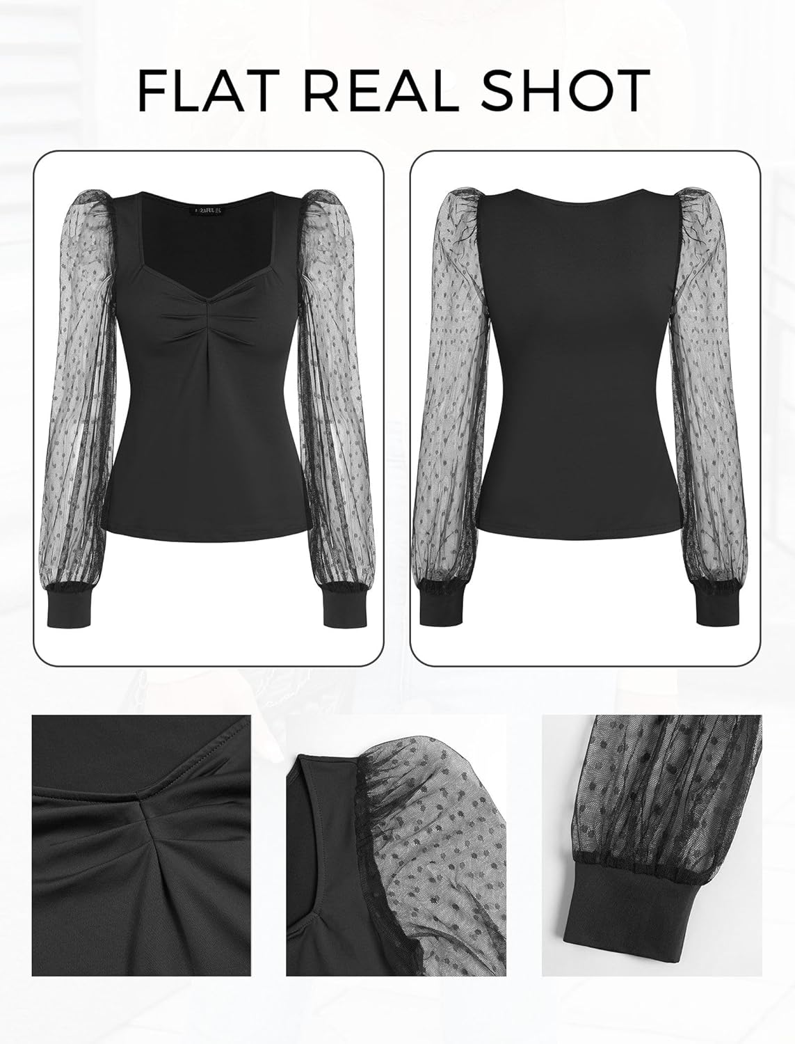 ZAFUL Womens Mesh Long Sleeve Tops Sexy Going Out Shirts Casual Fall Outfits - 7DAY'S
