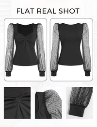 ZAFUL Womens Mesh Long Sleeve Tops Sexy Going Out Shirts Casual Fall Outfits - 7DAY'S