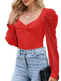 ZAFUL Womens Mesh Long Sleeve Tops Sexy Going Out Shirts Casual Fall Outfits - 7DAY'S