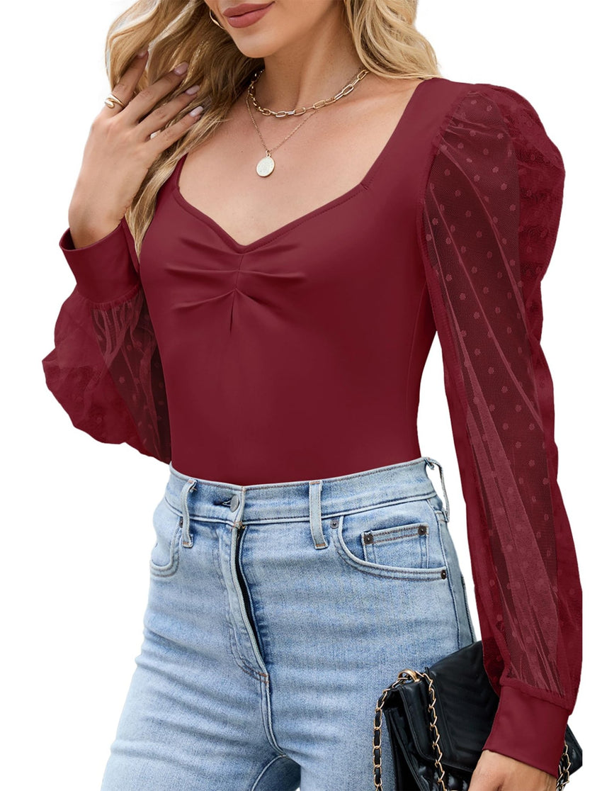 ZAFUL Womens Mesh Long Sleeve Tops Sexy Going Out Shirts Casual Fall Outfits - 7DAY'S