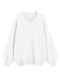 ZAFUL Women's Oversized Sweater 2025 Fall Casual Trendy V Neck Knit Side Slit Long Sleeve Pullover Top - 7DAY'S