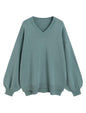 ZAFUL Women's Oversized Sweater 2025 Fall Casual Trendy V Neck Knit Side Slit Long Sleeve Pullover Top - 7DAY'S