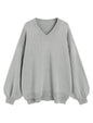 ZAFUL Women's Oversized Sweater 2025 Fall Casual Trendy V Neck Knit Side Slit Long Sleeve Pullover Top - 7DAY'S
