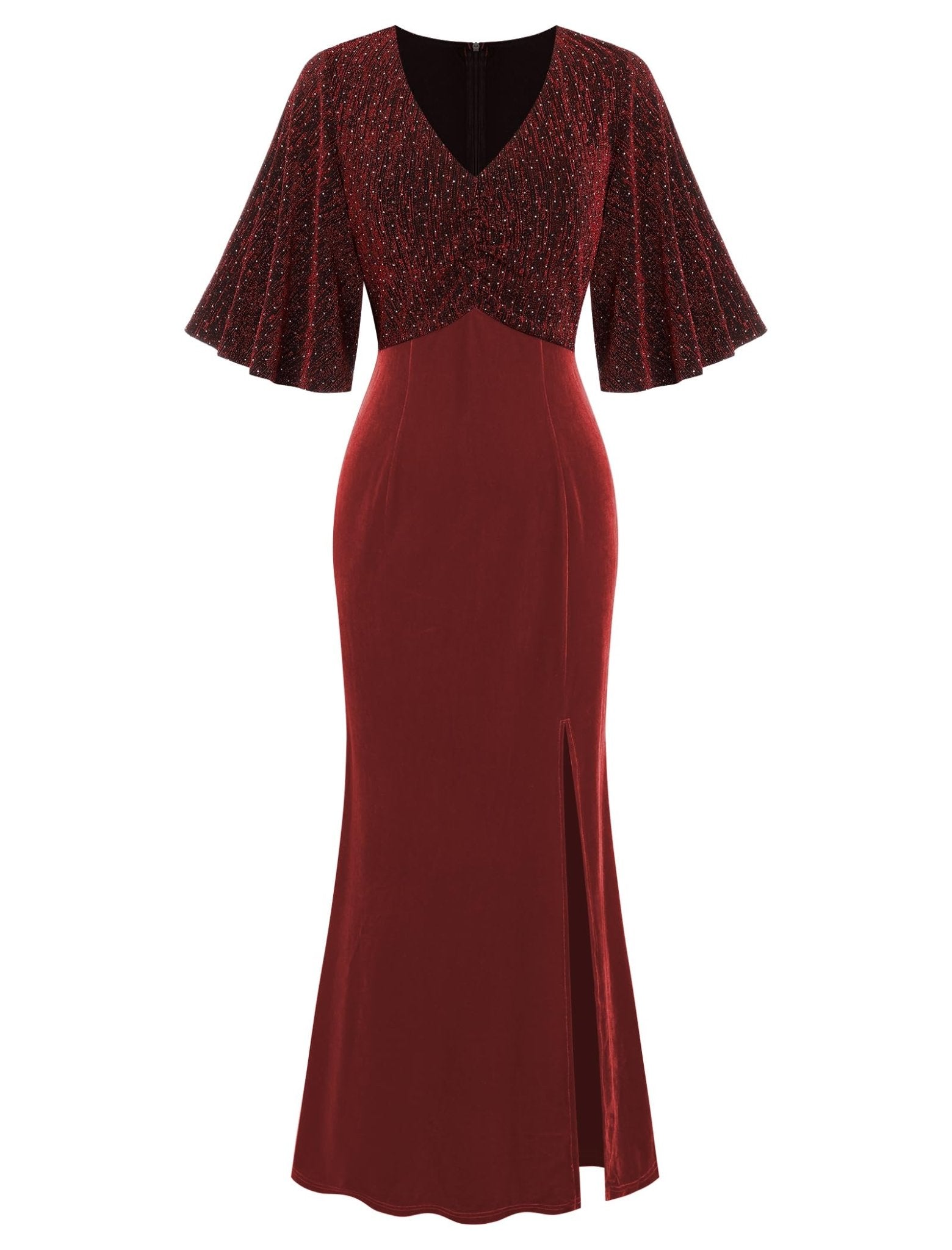 ZAFUL Women's Sparkly Glitter Cocktail Dress Half Sleeve Formal Wedding Guest Dresses V Neck Bodycon Party Evening Prom Dress - 7DAY'S