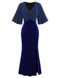 ZAFUL Women's Sparkly Glitter Cocktail Dress Half Sleeve Formal Wedding Guest Dresses V Neck Bodycon Party Evening Prom Dress - 7DAY'S