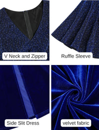 ZAFUL Women's Sparkly Glitter Cocktail Dress Half Sleeve Formal Wedding Guest Dresses V Neck Bodycon Party Evening Prom Dress - 7DAY'S