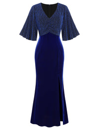 ZAFUL Women's Sparkly Glitter Cocktail Dress Half Sleeve Formal Wedding Guest Dresses V Neck Bodycon Party Evening Prom Dress - 7DAY'S