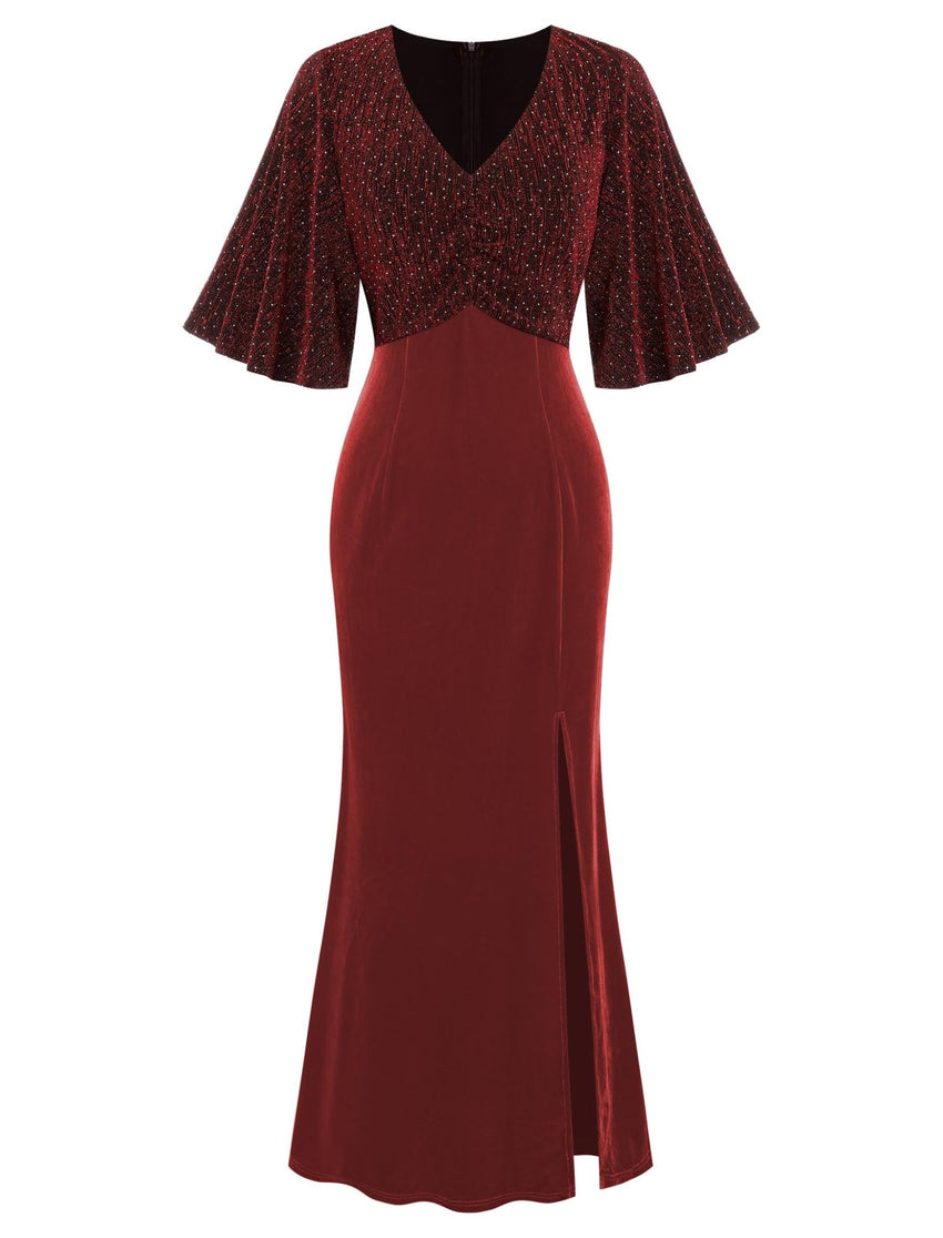 ZAFUL Women's Sparkly Glitter Cocktail Dress Half Sleeve Formal Wedding Guest Dresses V Neck Bodycon Party Evening Prom Dress - 7DAY'S