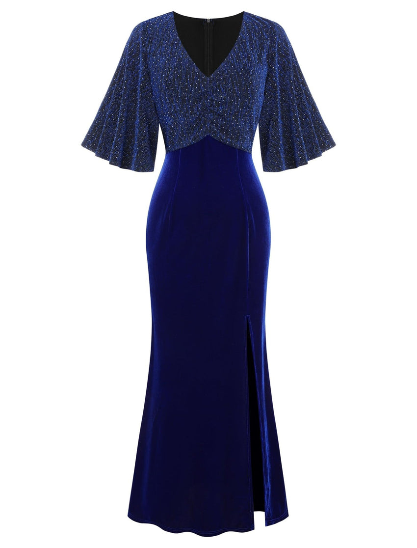 ZAFUL Women's Sparkly Glitter Cocktail Dress Half Sleeve Formal Wedding Guest Dresses V Neck Bodycon Party Evening Prom Dress - 7DAY'S