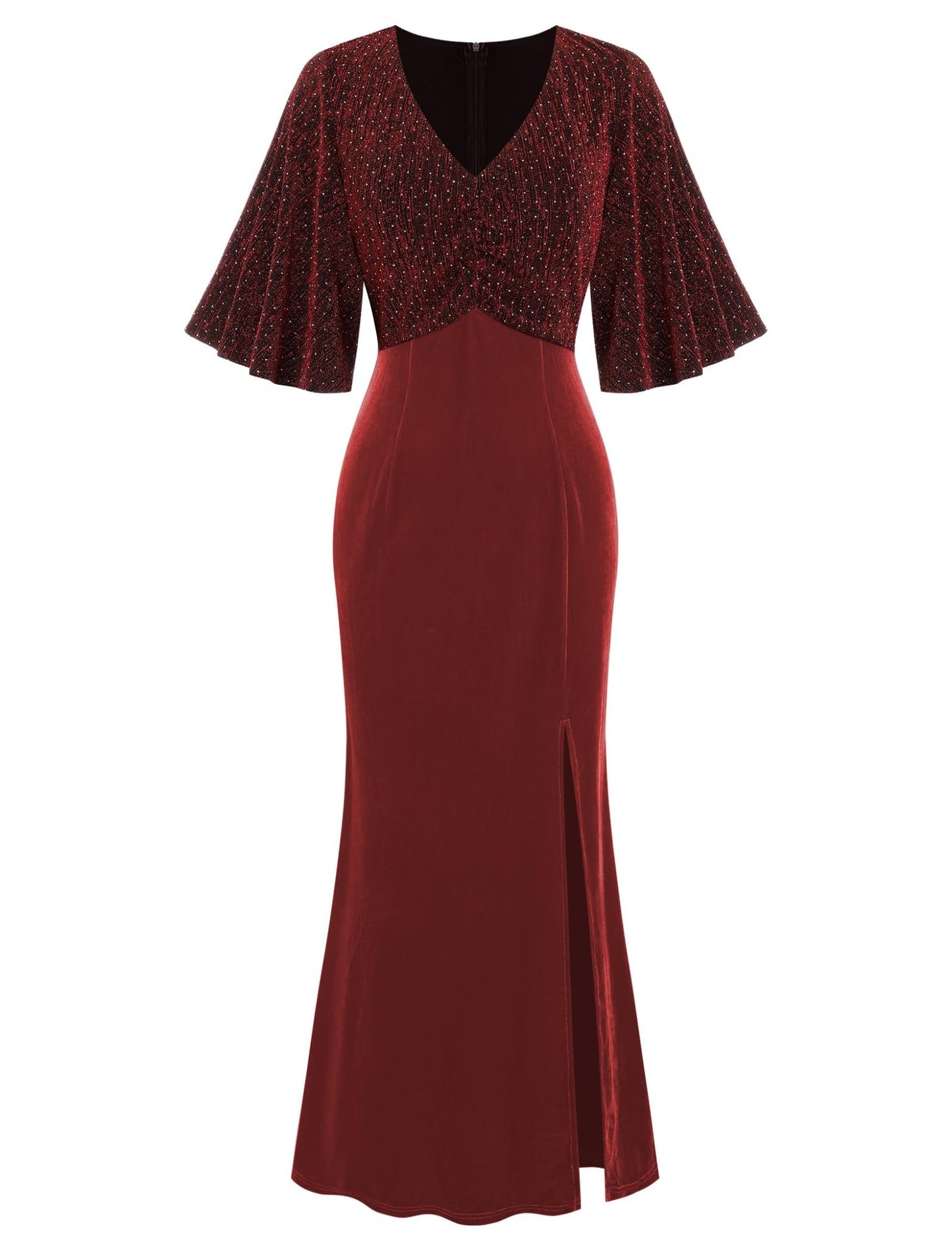 ZAFUL Women's Sparkly Glitter Cocktail Dress Half Sleeve Formal Wedding Guest Dresses V Neck Bodycon Party Evening Prom Dress - 7DAY'S