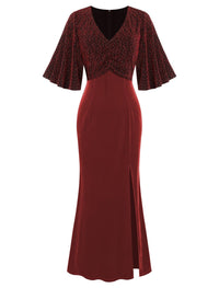 ZAFUL Women's Sparkly Glitter Cocktail Dress Half Sleeve Formal Wedding Guest Dresses V Neck Bodycon Party Evening Prom Dress - 7DAY'S