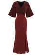 ZAFUL Women's Sparkly Glitter Cocktail Dress Half Sleeve Formal Wedding Guest Dresses V Neck Bodycon Party Evening Prom Dress - 7DAY'S