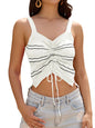 ZAFUL Womens Summer Halter Tops Striped Y2K Sleeveless Racerback Slim Fitted Stretchy Knit Cami Tank Tops - 7DAY'S
