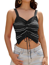 ZAFUL Womens Summer Halter Tops Striped Y2K Sleeveless Racerback Slim Fitted Stretchy Knit Cami Tank Tops - 7DAY'S