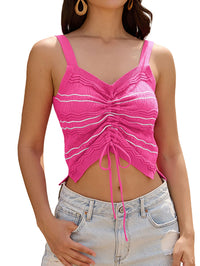 ZAFUL Womens Summer Halter Tops Striped Y2K Sleeveless Racerback Slim Fitted Stretchy Knit Cami Tank Tops - 7DAY'S
