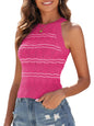 ZAFUL Womens Summer Halter Tops Striped Y2K Sleeveless Racerback Slim Fitted Stretchy Knit Cami Tank Tops - 7DAY'S