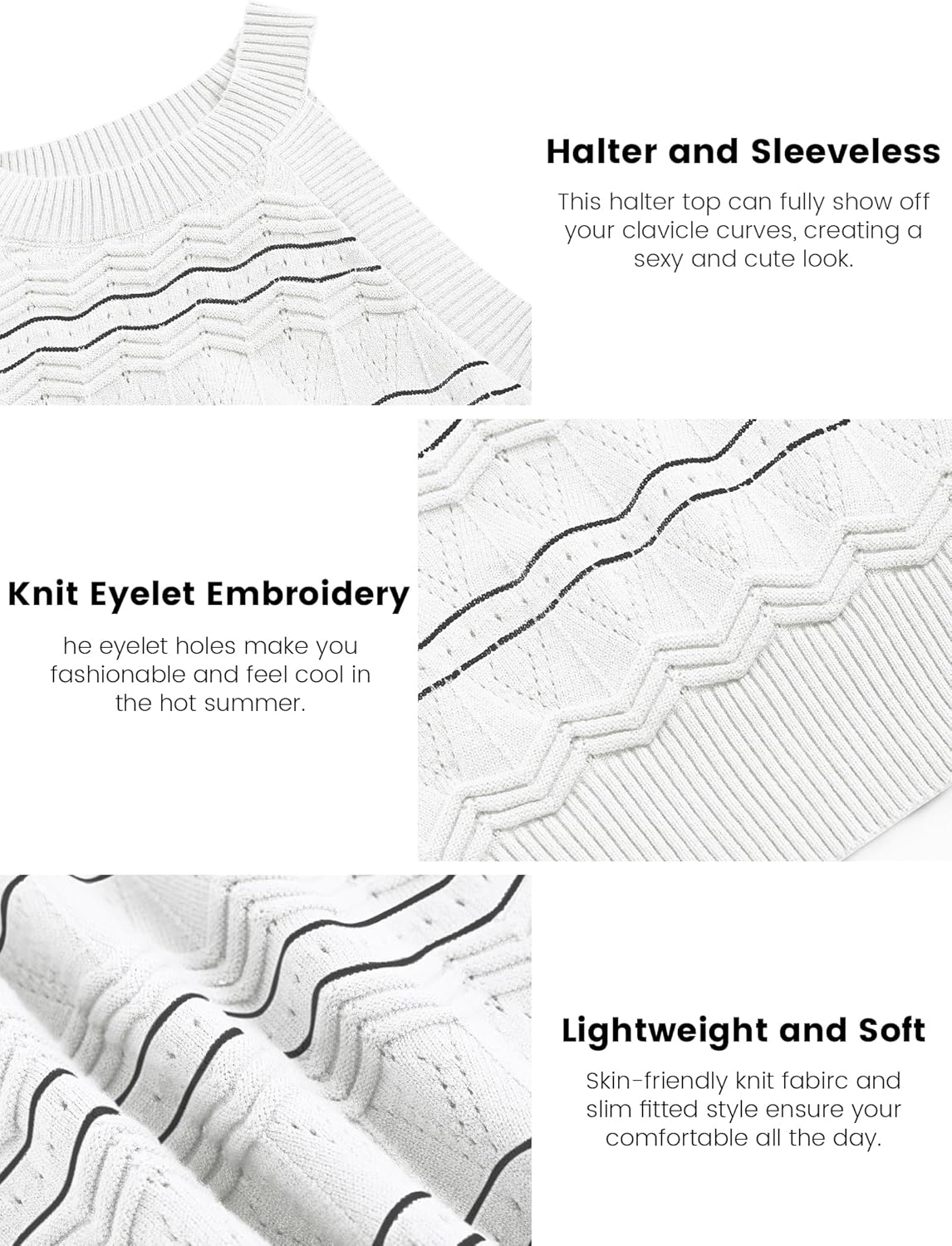 ZAFUL Womens Summer Halter Tops Striped Y2K Sleeveless Racerback Slim Fitted Stretchy Knit Cami Tank Tops - 7DAY'S